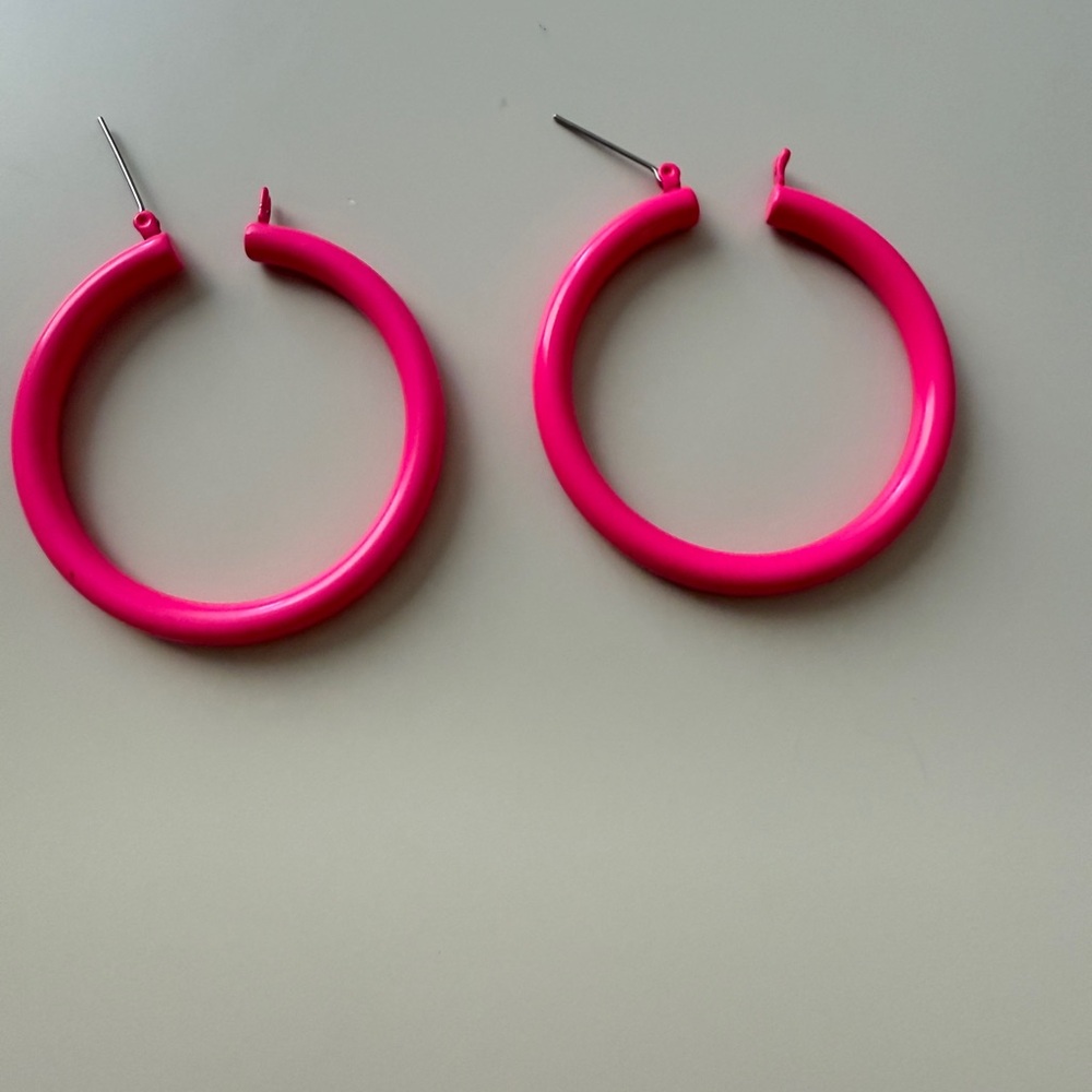 Luv Aj Bold Pink Hoop Earrings